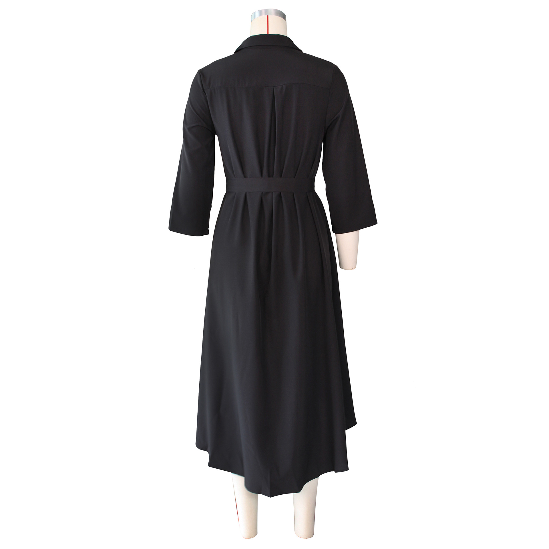Autumn Winter Irregular Asymmetric Half Sleeve Long Shirt Dress