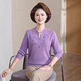 妈妈秋装洋气旗袍领打底毛衣中老年女秋季针织衫时尚风宽松毛衣，女装针织衫/毛衣，妃慕昵服饰