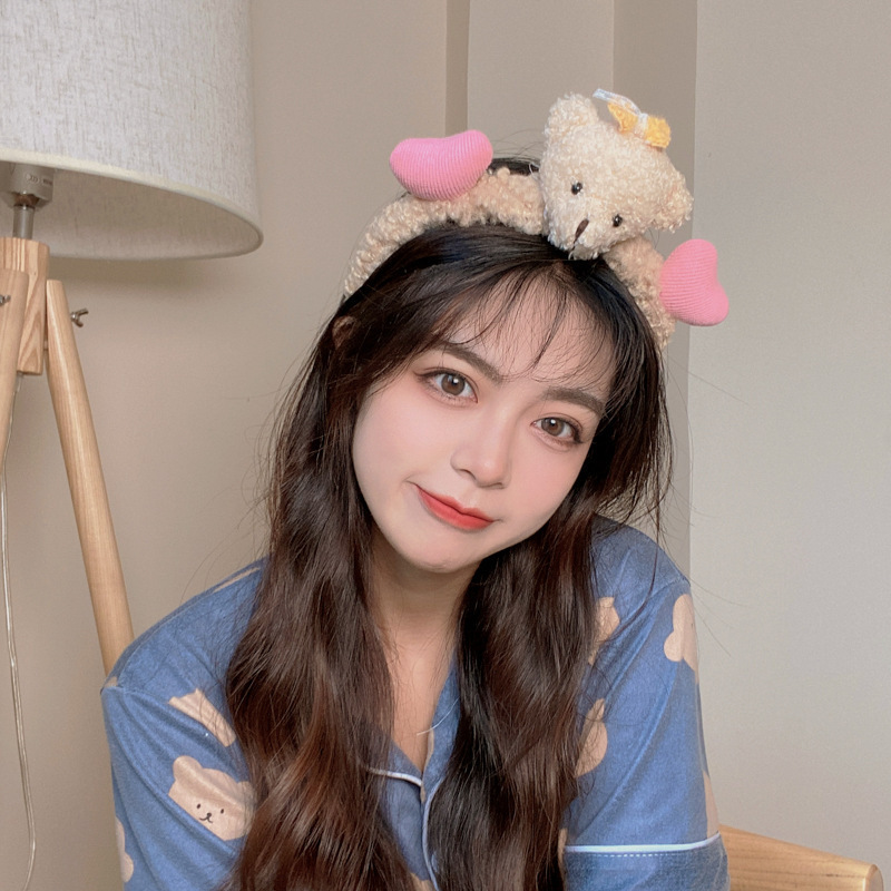 Lavarse la cara cinturón de cabello lindos de peluche para la mujer lavado y máscara especial de agujeros de cabello cinturón de cabello brazalete