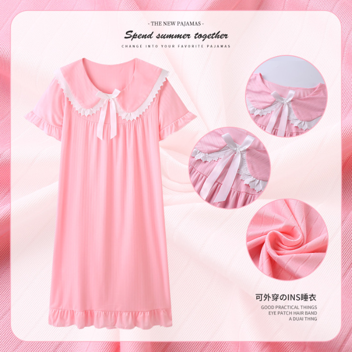 Pijama de verano de manga corta muñeca cuello de hadas corte coreana engordado pijama de tamaño grande princesa ropa de estilo doméstico