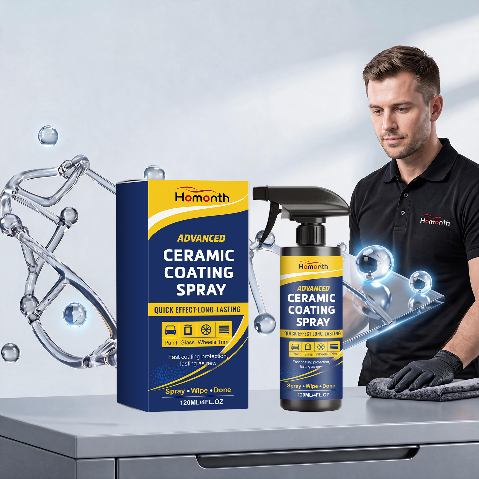 Homonth Car Coating Spray Polishing, Cleaning, and Maintaining the Car Surface Ceramic Paint Layer for a Shiny Finish