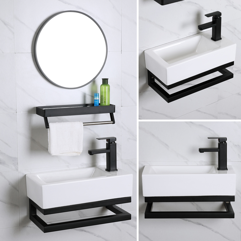 22cm Ceramic Wall-mounted Bathroom Sink Small Home Use Face Basin Balcony Corner Single Basin Narrow and Long 25cm