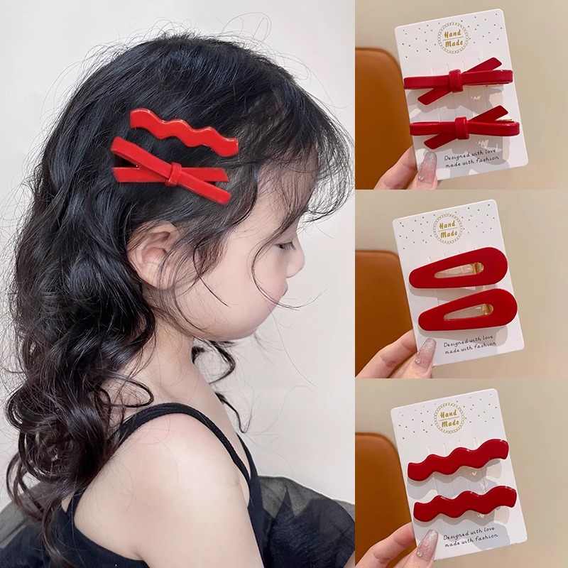 Pin de cabello rojo de alto nivel para niños 2024 nuevo pin de cabello de la niña no daña el cabello roto pin de cabello tocado