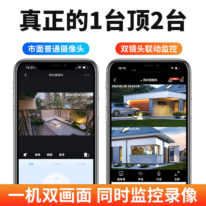 Cámara domo HD 360° para exteriores | Visión nocturna | Monitor doméstico inalámbrico con control por móvil