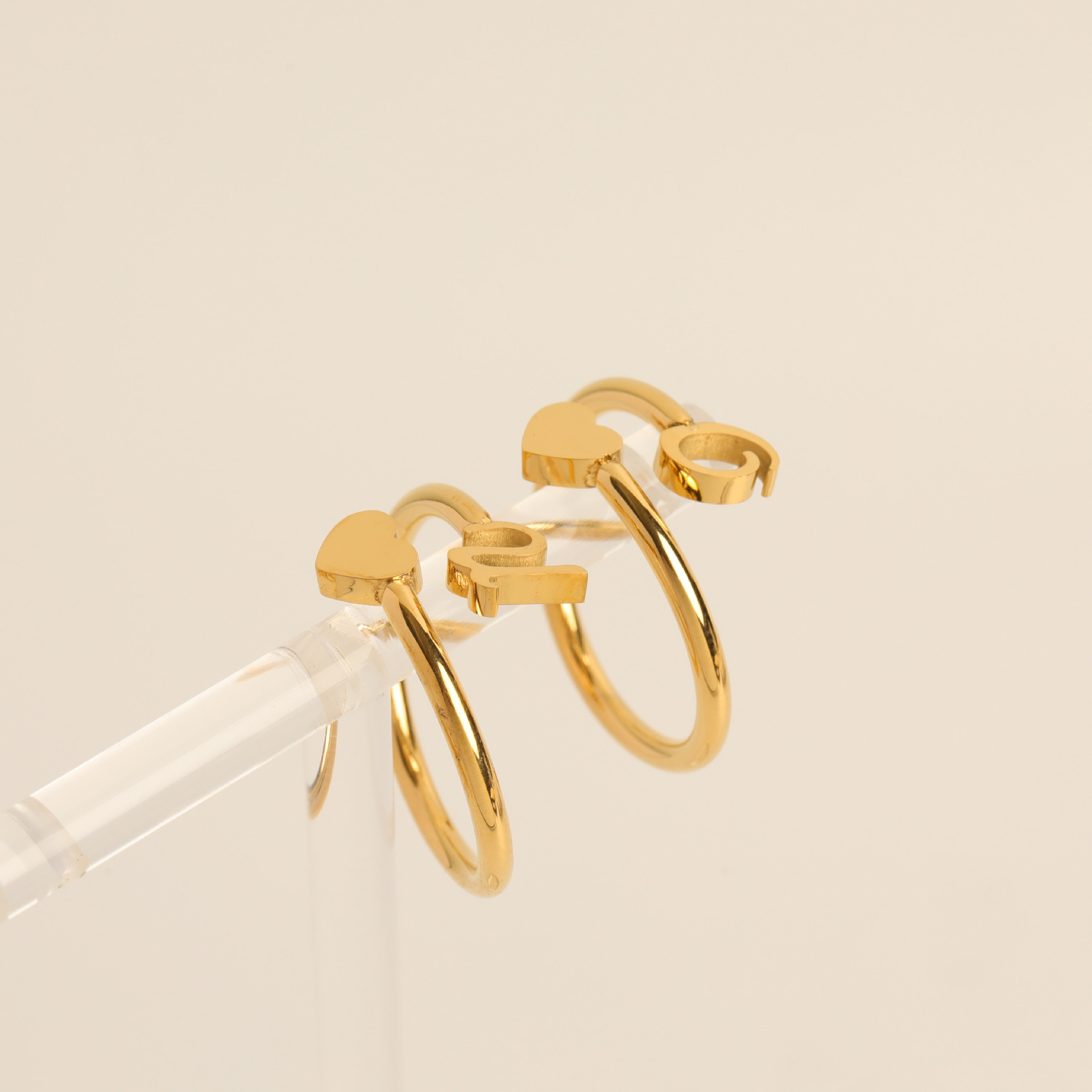 Open Ring Classification Wholesale Jewelry Fashion Letter 304 Stainless Steel Gold Plated Plating Stainless Steel Rings