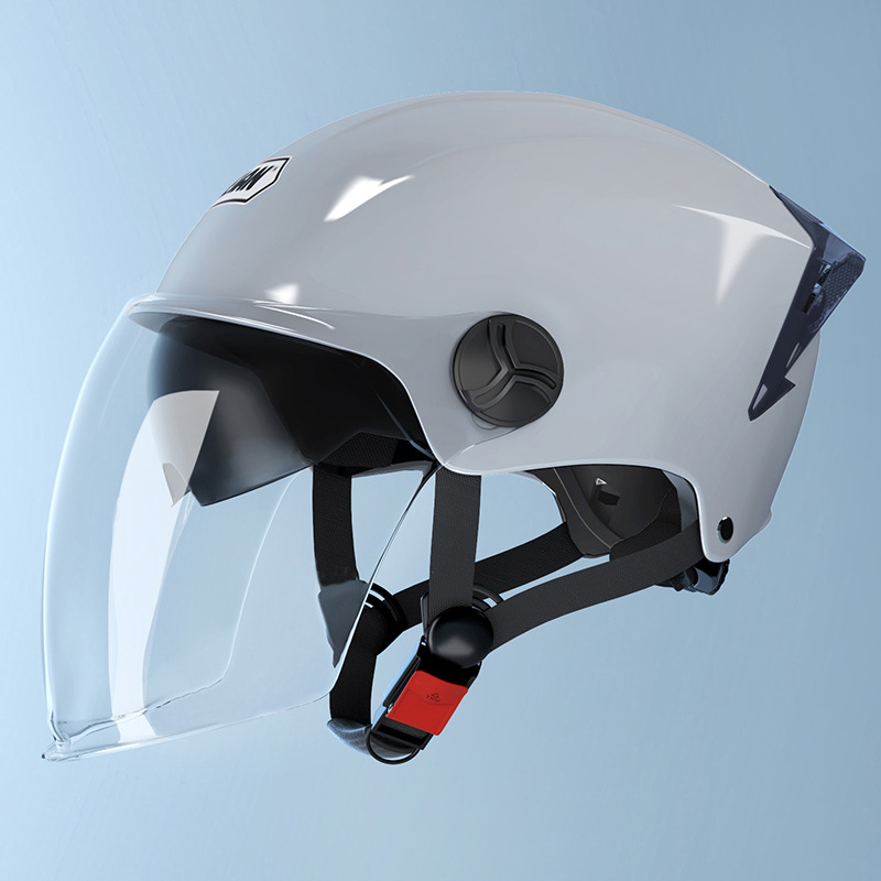 Cascos de vehículos eléctricos certificados 3C para hombres y mujeres, protector solar de verano, batería de doble lente, motocicleta, medio casco de ciclismo universal de cuatro estaciones