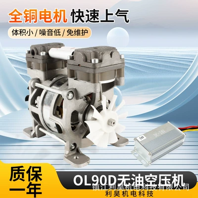 Lihao Electromechanical Dc Oil-Free Piston Air Compressor Ol90D Small Silent Large Flow Booster Air Pump Portable