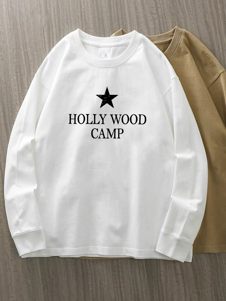 230g 100% algodón de alta gama camiseta de mujer de manga larga primavera y otoño nuevo estilo coreano camiseta de cuello redondo para mujeres