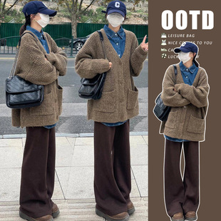 -in stock pregnant women autumn and winter sweater cardigan coat V-neck