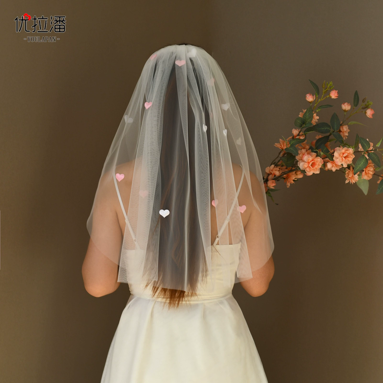 优拉潘 Fuchsia cute bride's veil for princess, (Cross-border trading)