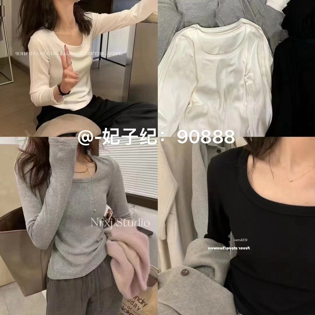 (2개) DAIXI 라운드 넥 온열 캐시미어 플러스 벨벳 긴팔 탑, 가슴 패드, 슬림하고 다양한 가을, 겨울 여성용 바닥 열 속옷