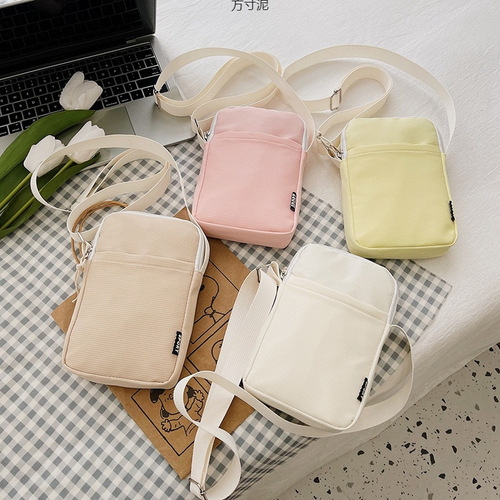 Women's Single Shoulder Bag, Sweet Crossbody Mini Small Bag, Korean Style, Versatile Zero Wallet, Vertical Handheld Canvas Factory
