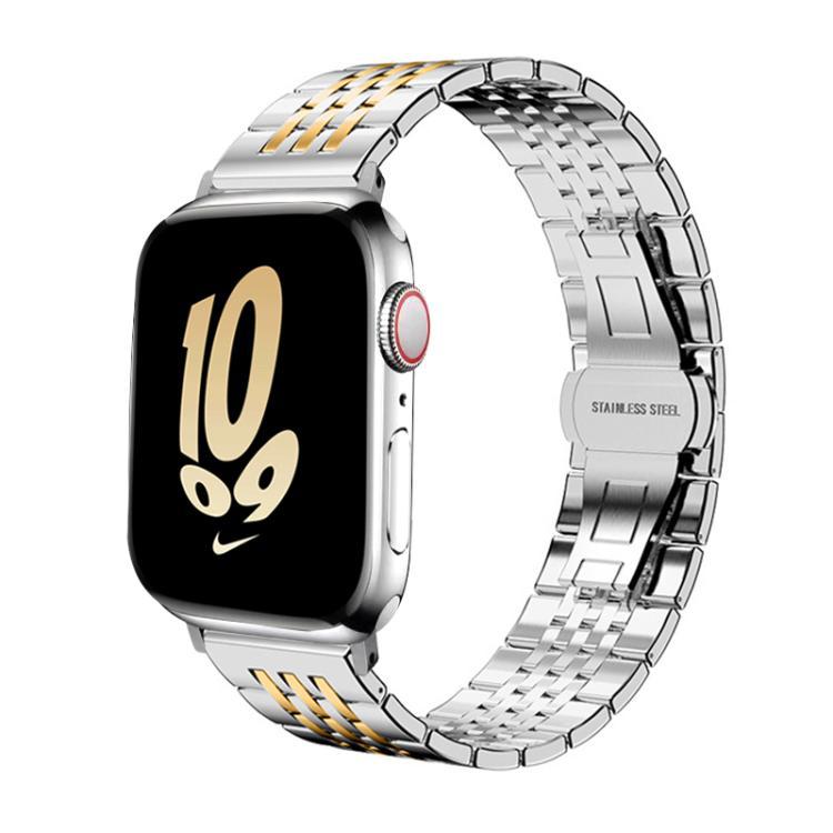 Para Apple Watch 38 - 49mm siete perlas correa de acero inoxidable sólido 20 / 22mm correa de metal