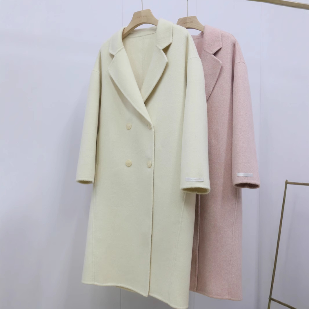 Demi-season double-sided cashmere long woolen elegant woolen coat…