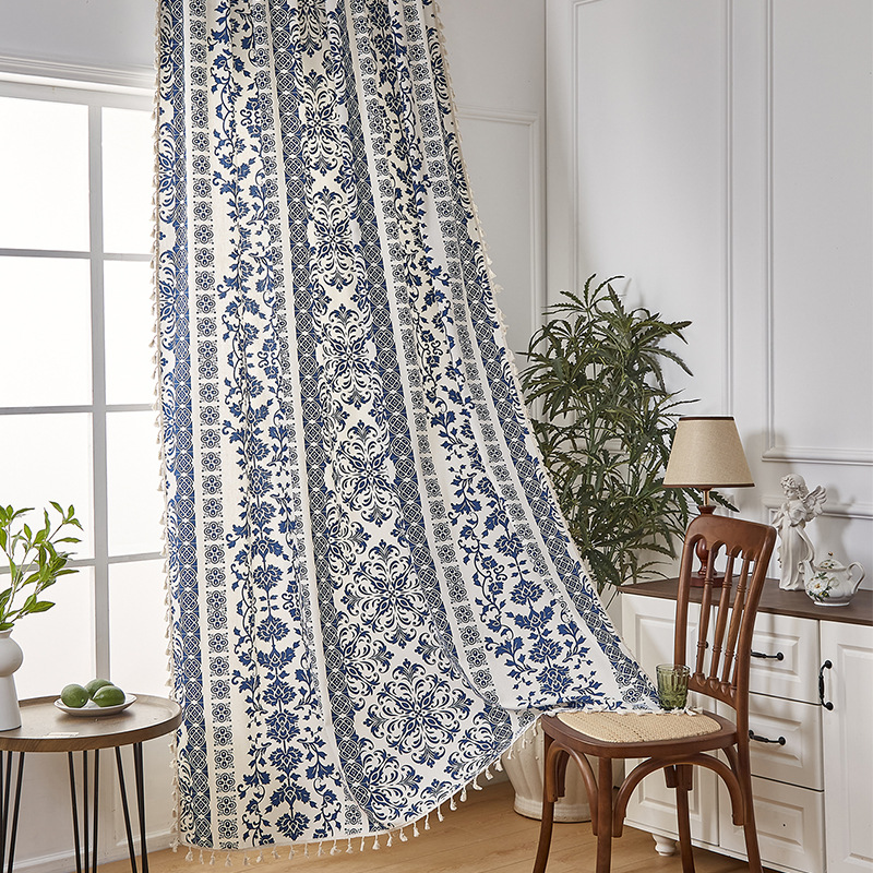 Chinese-style Blue And White Porcelain Curtains For Bedroom_voghion.com