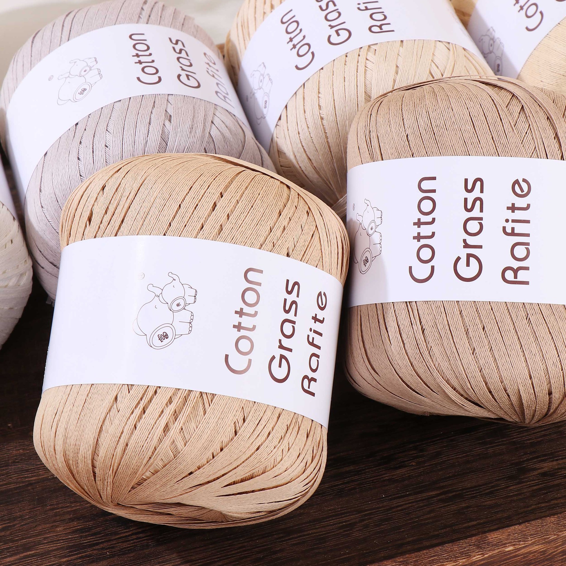 跨境棉草线手工编织草帽棉草纸线diy包包编制线拉菲草棉草线批发