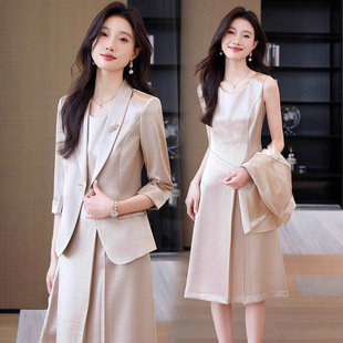 Spring and Autumn New Dosing Acetic Acid Suit Jacket Women's Professional suit Slim Satin Vacation Skirt Factory Direct Supply