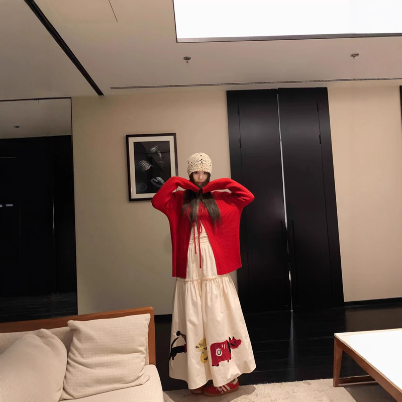 小君君布兰妮 温柔邂逅/极简Row风百搭上衣羊毛绑带圆领针织开衫|undefined