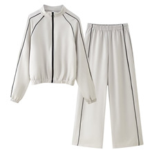 PB&ZA 女装2025夏季新款 撞色边夹克外套1165127宽腿长裤1165027