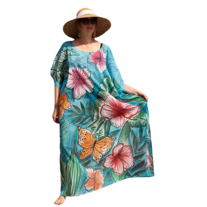 2022 Europa y América nueva playa blusa suelta más tamaño vacaciones traje bikini protección solar camisa 5D199