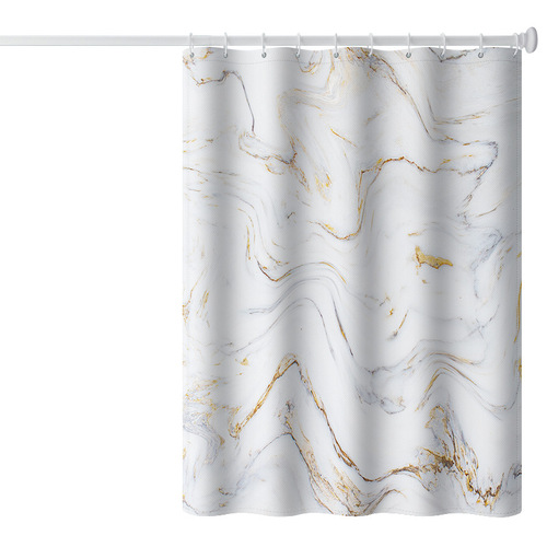 Cross-border best-selling polyester waterproof shower curtain, dropshipping marble bathroom curtain with ring set shower curtain bathroom partition