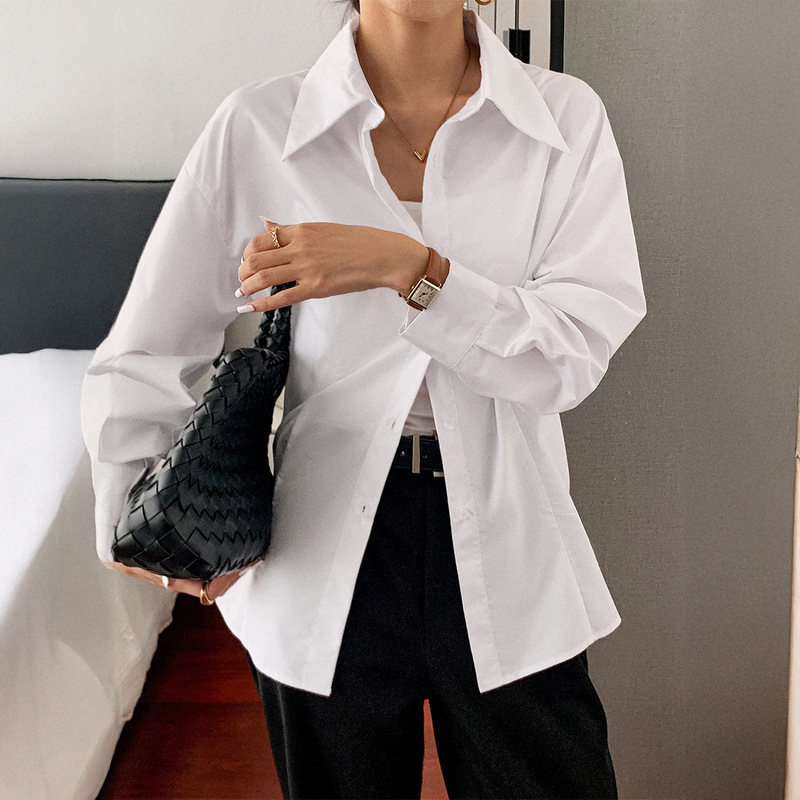跨境欧美休闲度假高级长袖纽扣上衣衬衫女装2025秋冬亚马逊独立站|undefined