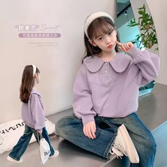 华棉复合牛奶丝女童卫衣秋冬款2025新款洋气儿童秋秋季POLO领上衣