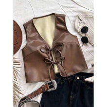 J 58868 Sleeves PU Vest ŮʿƤ���ױ��� ŷ���羳����ѷ