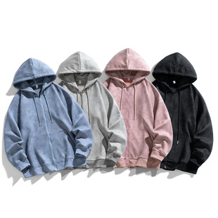 Heavy Suede Sweater Men's Spring and Autumn Fashion Brand Cardigan American Hooded Top Men's