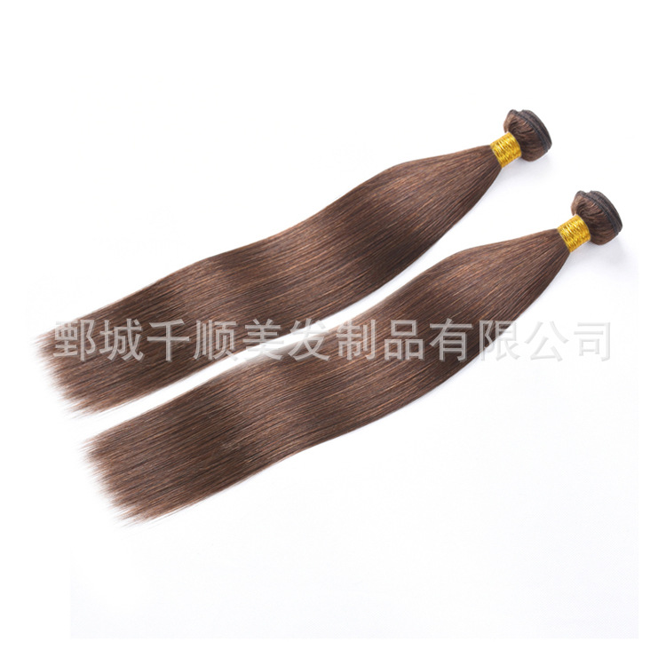 棕色真人发发帘hair weft染色发条#4Brazilian virgin hair各色选