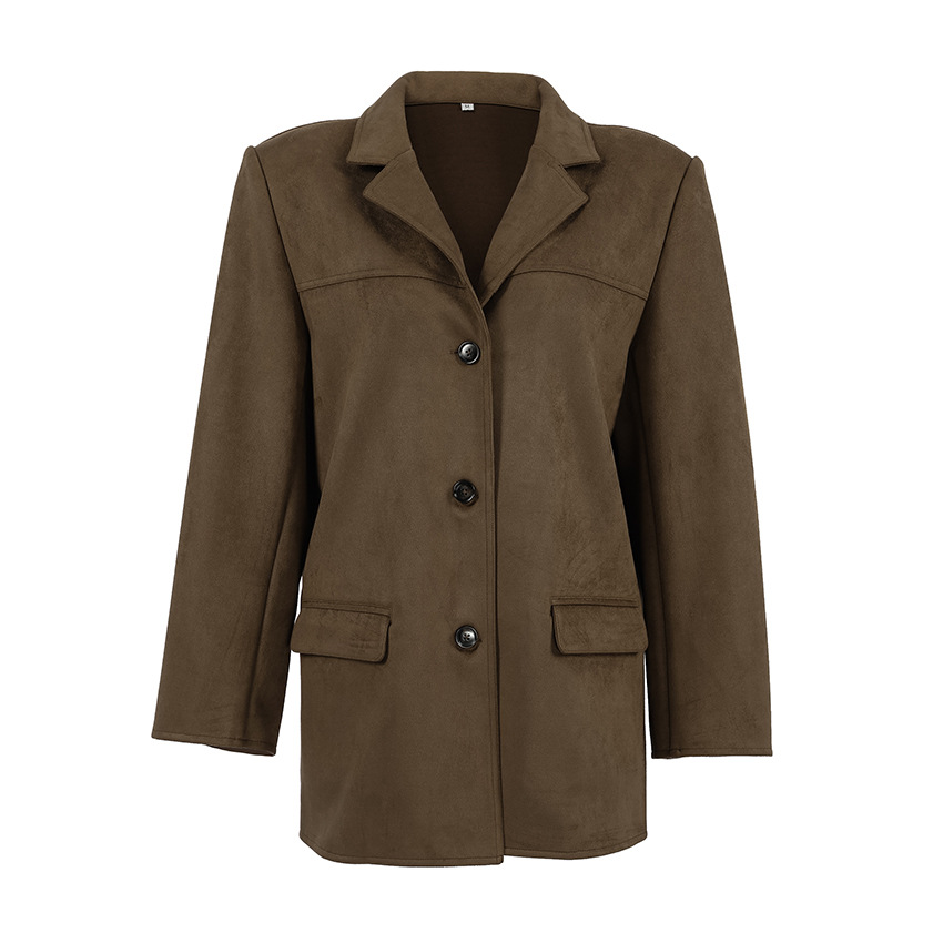 Women's Clothing 2024 Autumn and Winter Retro Suede Coat Women's Design Thickened Medium and Long Lapel Coat Jacket Commuter Women's Wear_voghion.com