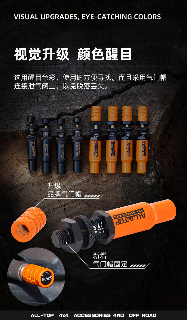 Alltop Auto Tire Deflation Tool Desert Off-Road Automatic Pressure Relief Quick Deflation Valve Tool