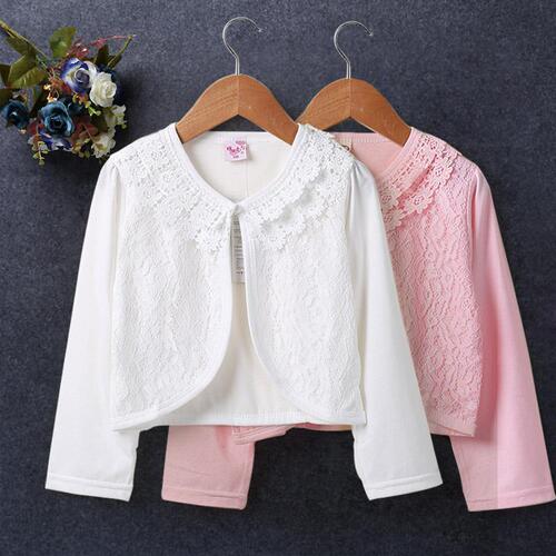 Girls lace cardigan, baby sunscreen coat, children's small shawl, summer thin princess air-conditioning shirt, waistcoat, female baby