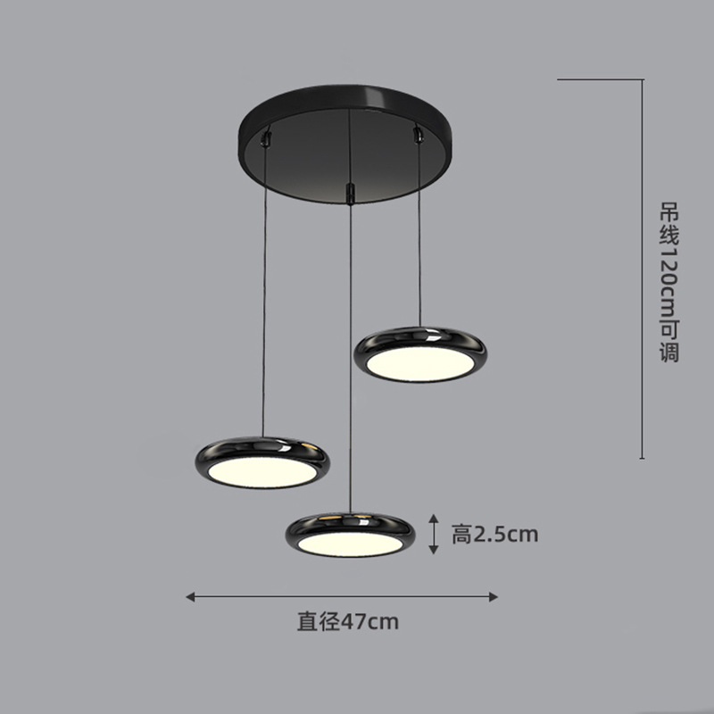 Candelabro de restaurante de lujo ligero nórdico moderno y simple mesa de comedor de tres cabezales barra de comedor lámpara de noche de dormitorio minimalista circular
