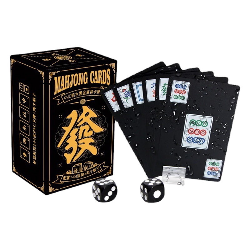 Chinese-Style Mahjong Playing Cards Pvc Waterproof and Stain-Resistant Travel Mahjong Poker Dormitory Mahjong Game Mahjong Playing Cards