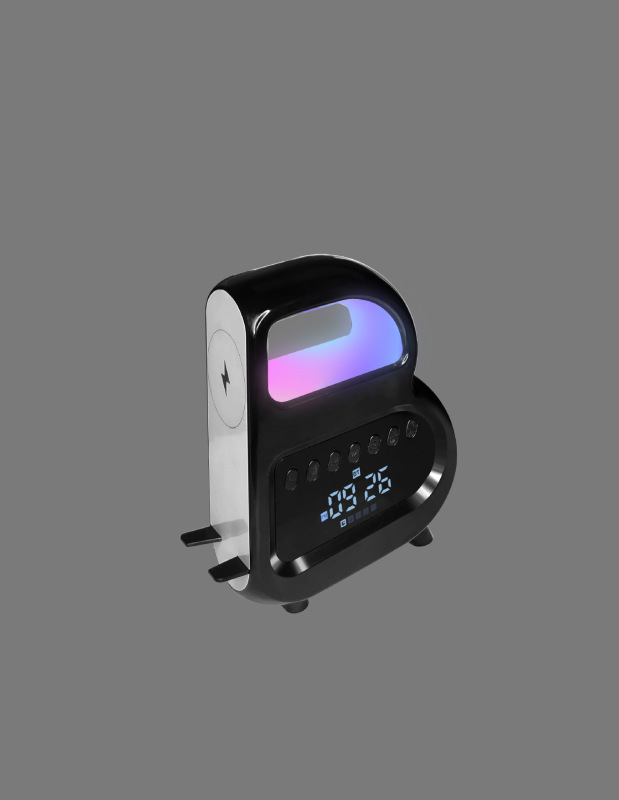 2025新型大B bluetoothスピーカー高颜値無線充電時計付き七彩雰囲気灯サブウーファ音響|undefined
