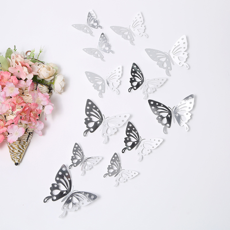 アマゾンカラー 3D 立体中空蝶ウォールステッカーリビングルームの壁レイアウトホリデー結婚式の装飾ステッカー卸売|undefined