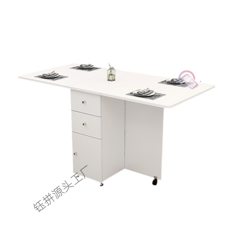 Mesa plegable simple, mesa de comedor de tipo pequeño, mesa de comedor retráctil multifuncional con cajón, gabinete de comedor rectangular