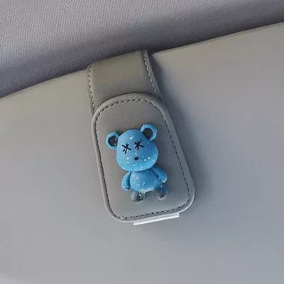 Visor Storage Artifact Multi-Functional | Car Glasses Clip/Bill Clip - gray-blue-xx-bear