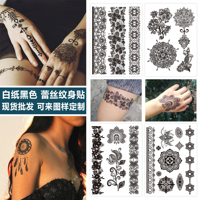 Spot wholesale black lace tattoo sticker...