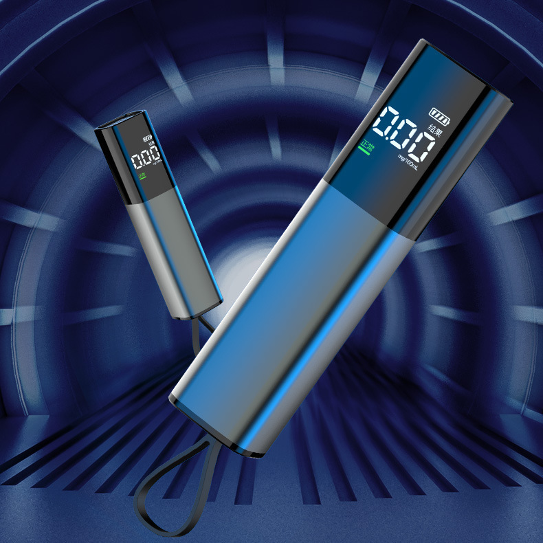 Convenient Personal Alcohol Tester, Blow-Type Drunk Driving Detection Device, Aluminum Alloy with Chinese, English, and Russian Panels