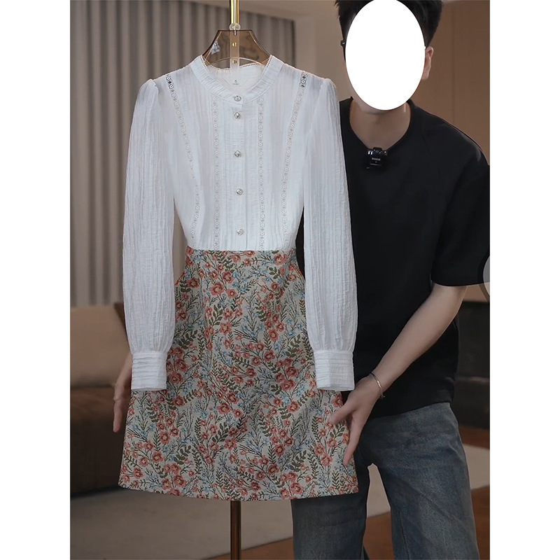 French Heavy Embroider Splicing Long-Sleeved Dress for Women 2025 Summer New High-End Slimming Look A-Line Short Skirt French Heavy Embroider Splicing Long-Sleeved Dress for Women 2025 Summer New High-End Slimming Look A-Line Short Skirt
