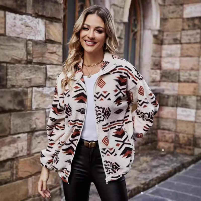 Europe and the United States cross-border Amazon hot autumn and winter double-sided plush pocket zipper cardigan casual jacket coat