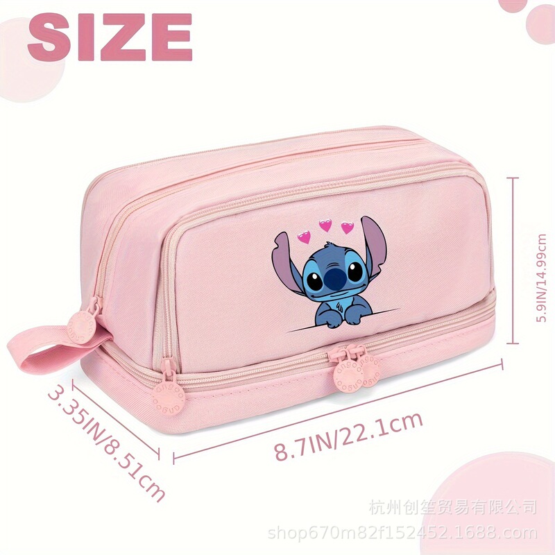 Stitch ペンバッグ 大容量文具収納バッグ 小学生用 二層子供用ポータブル文具バッグ 写真プリント付き|undefined