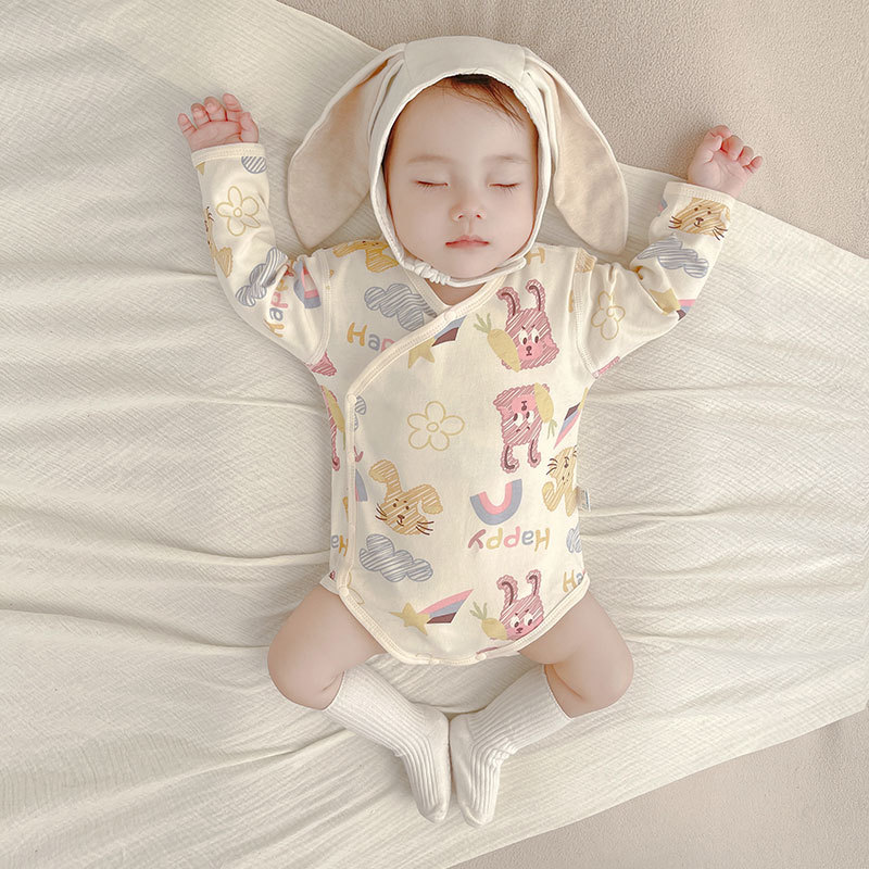 Ropa de bebé con estampado de pedos para primavera y otoño, de algodón, para recién nacidos, pijamas, body de manga larga y pelele triangular._voghion.com