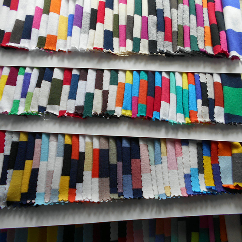 3CM全棉拉架条纹布 精梳棉纯棉弹力针织T恤汗布 纯棉色织彩条面料