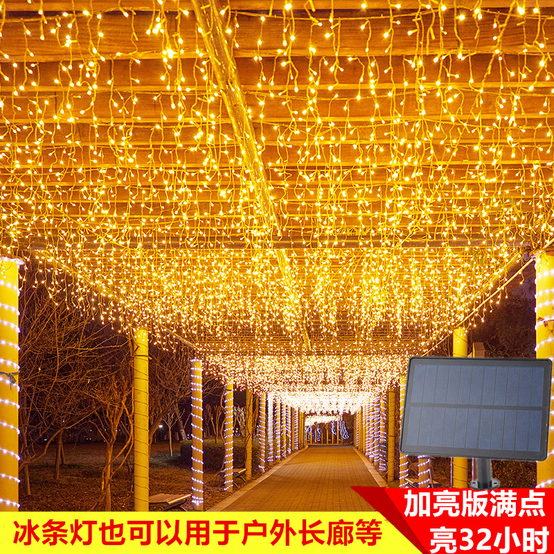 En stock solar luces de barra de hielo 5*0,8 m al aire libre a prueba de lluvia luces de Navidad Villa jardín balcón patio luces decorativas