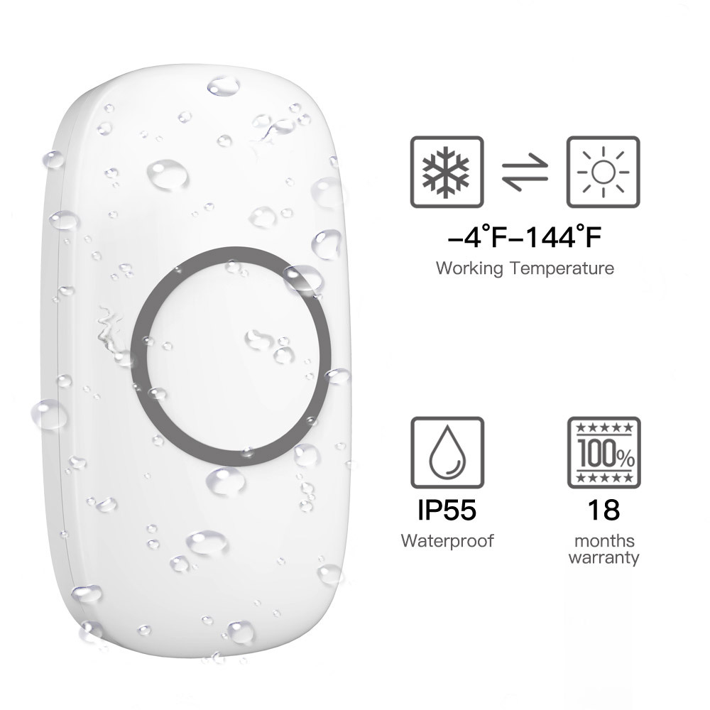 Smart Wireless Doorbell Long Range Waterproof Remote System 1 To 2_voghion.com
