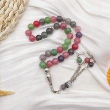 新款33颗10厘龙纹石带天房玻璃念珠穆斯林日常礼拜手串TASBIH中东