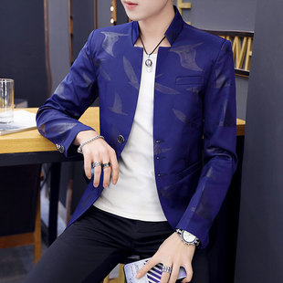 Vertical Collar Suit Men's Casual Vertical Collar Small Suit Student regular Jacket Korean Style Slim-fit Youth Small Suit
